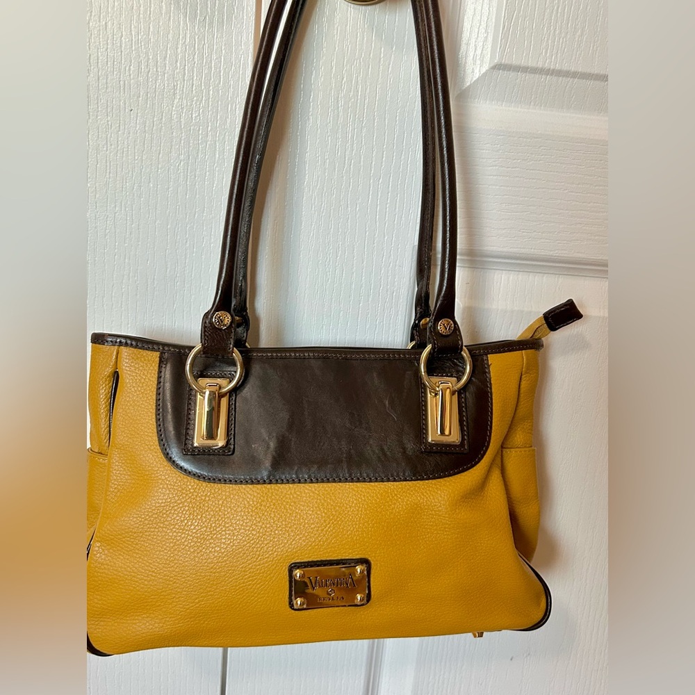 Valentina Yellow and Brown Italian leather Women's Purse